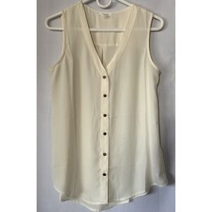 Women's Maurice's‎ V Neck Tank Size Small Button Front Ivory Career EUC